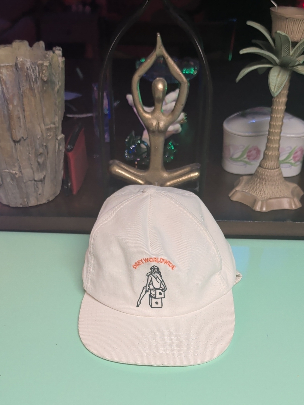 Obey Cream Logo Cap with Orange Accent